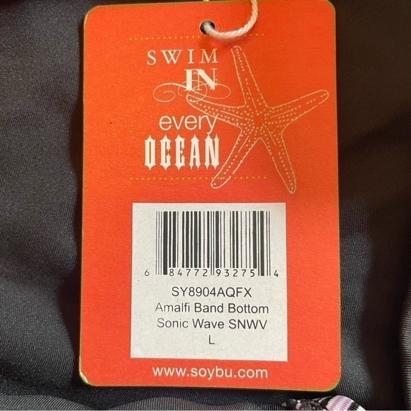 soybu Women Swimwear Black Amalfi Band Stripe Bikini Bottom - Picture 10 of 12